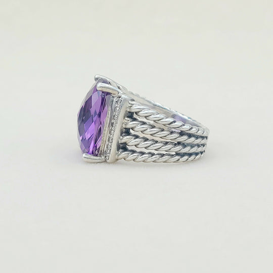  David Yurman Wheaton Ring 16x12 Amethyst & Diamonds