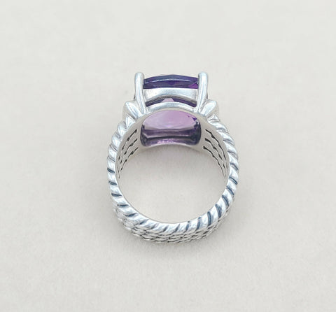  David Yurman Wheaton Ring 16x12 Amethyst & Diamonds