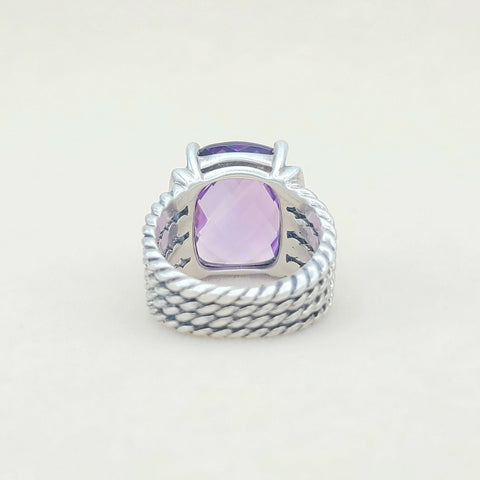  David Yurman Wheaton Ring 16x12 Amethyst & Diamonds