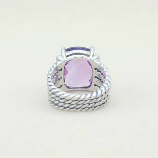  David Yurman Wheaton Ring 16x12 Amethyst & Diamonds