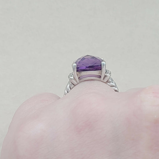  David Yurman Wheaton Ring 16x12 Amethyst & Diamonds