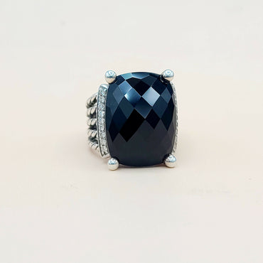  David Yurman Wheaton Ring 20x15 Black Onyx & Diamonds