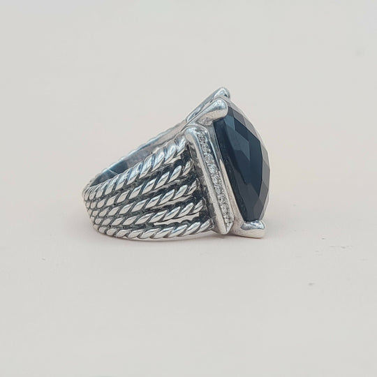  David Yurman Wheaton Ring 20x15 Black Onyx & Diamonds