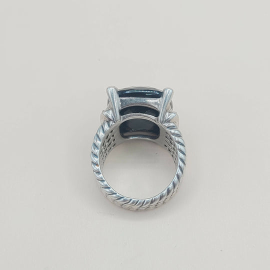  David Yurman Wheaton Ring 20x15 Black Onyx & Diamonds