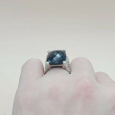  David Yurman Wheaton Ring 20x15 Black Onyx & Diamonds