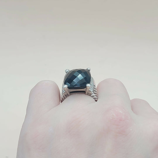  David Yurman Wheaton Ring 20x15 Black Onyx & Diamonds