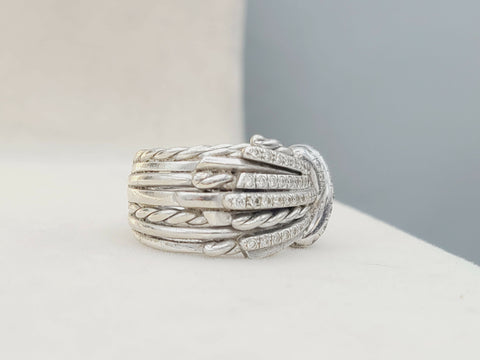  David Yurman Wide Anjelika Ring-With Diamonds-