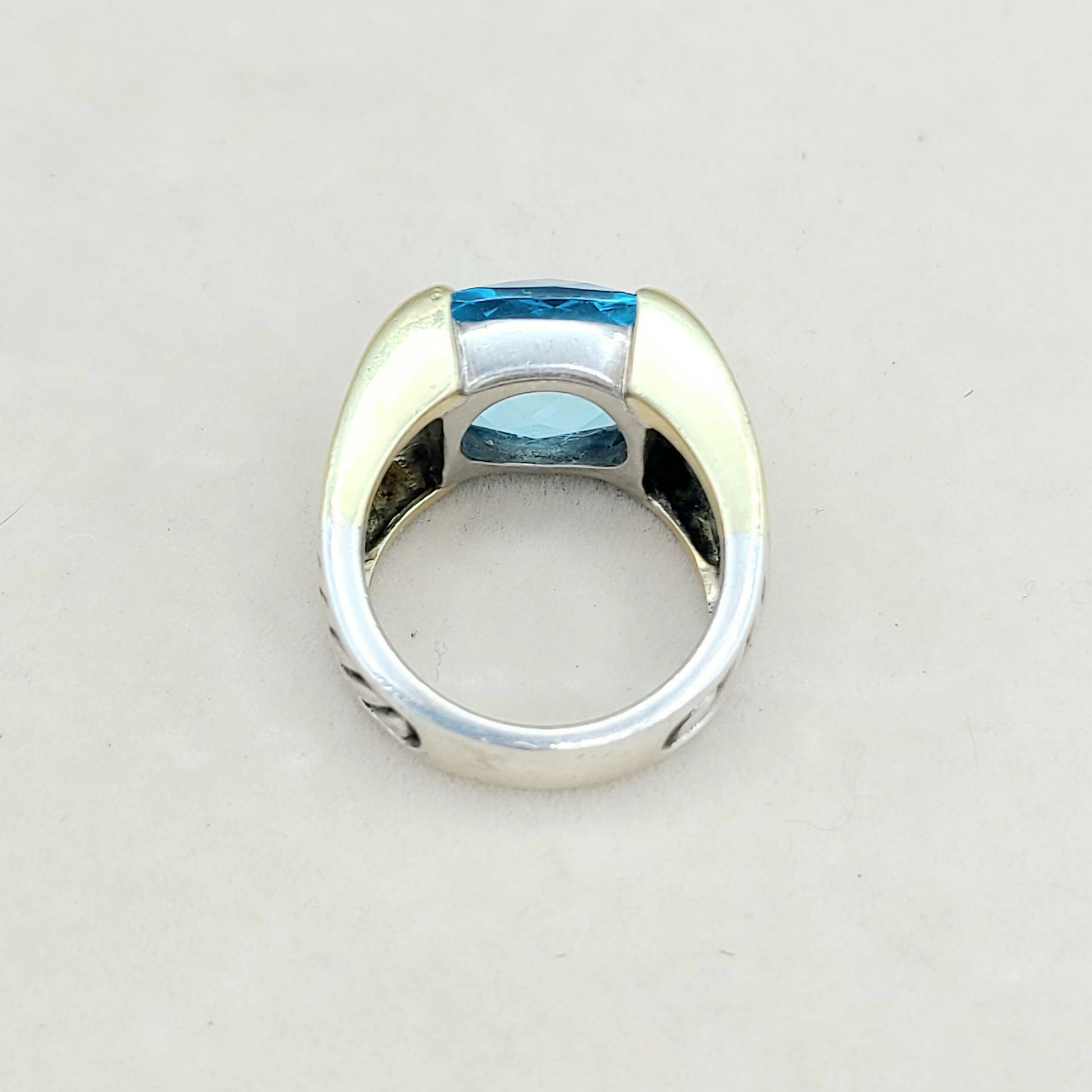 David Yurman Wide Sculpted Cable Ring Blue Topaz  AYW Luxury #