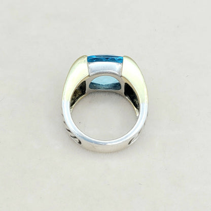 David Yurman Wide Sculpted Cable Ring Blue Topaz  AYW Luxury #