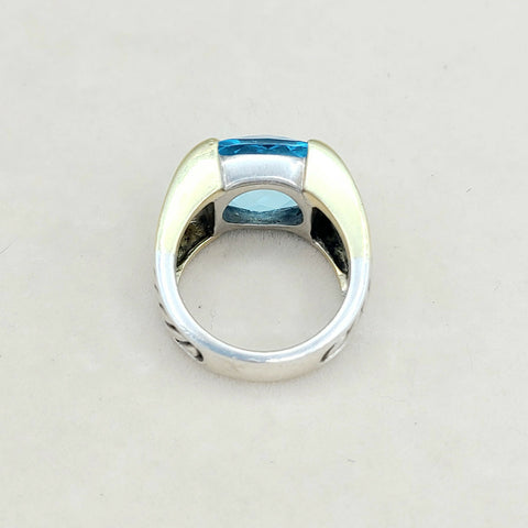  David Yurman Wide Sculpted Cable Ring Blue Topaz