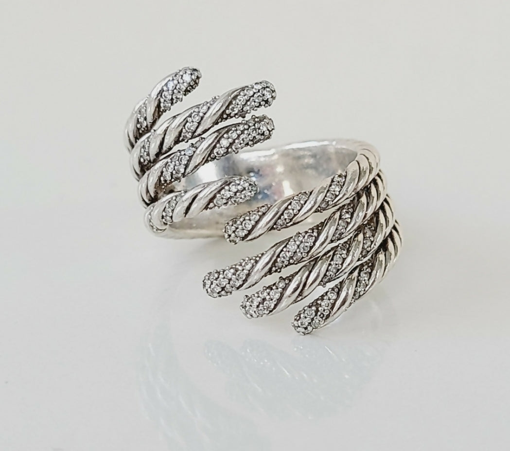 David Yurman Willow Open Four Row Ring With Diamonds