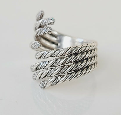 David Yurman Willow Open Four Row Ring With Diamonds