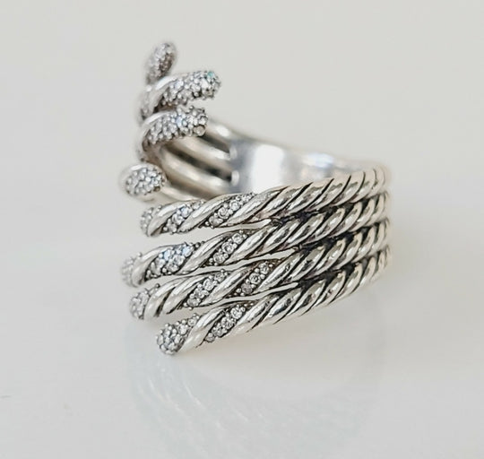  David Yurman Willow Open Four Row Ring – Diamonds