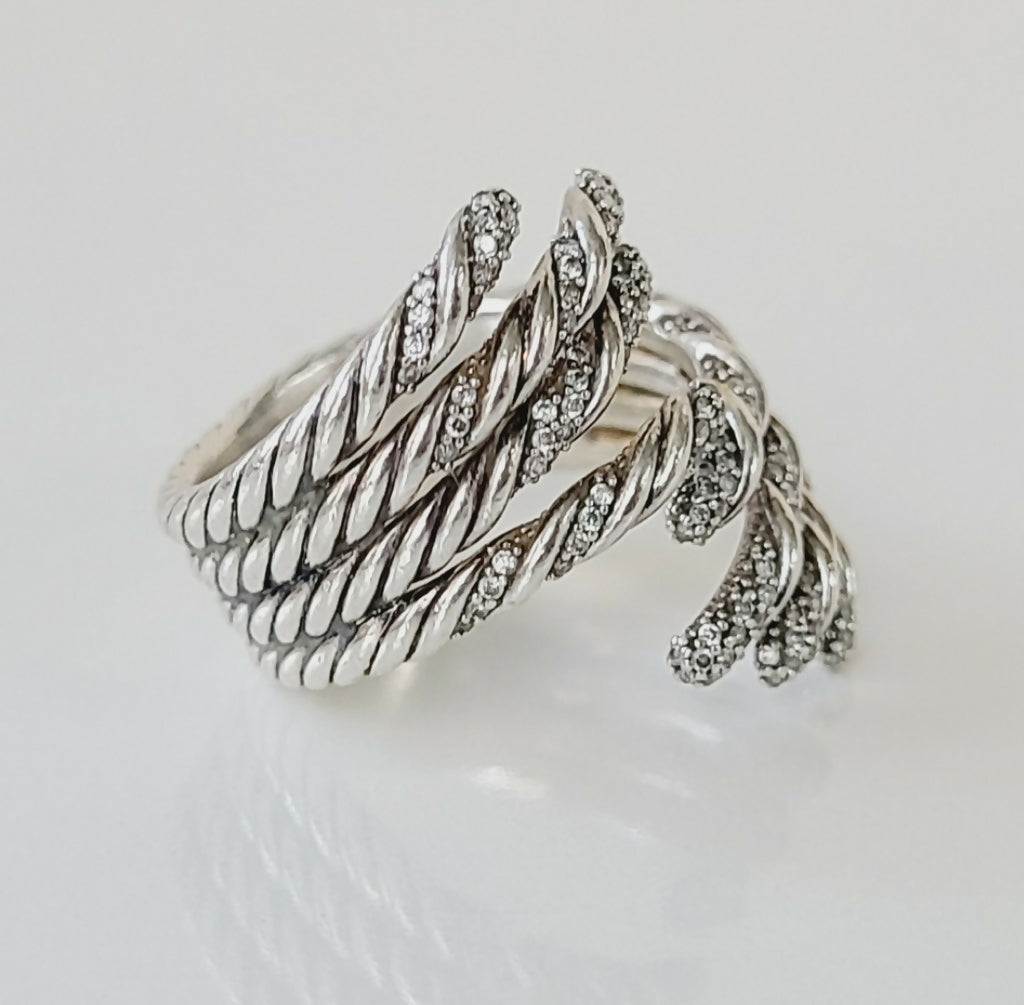 David Yurman Willow Open Four Row Ring With Diamonds