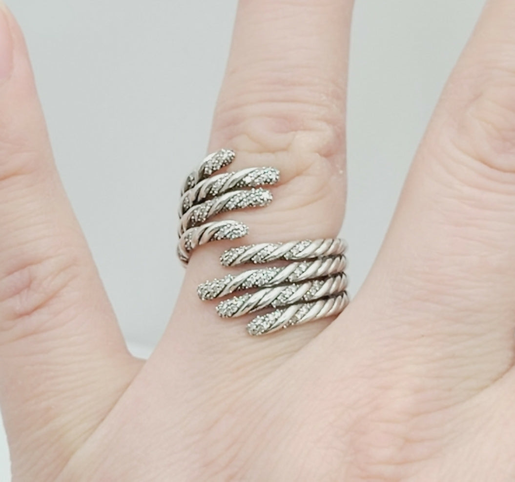 David Yurman Willow Open Four Row Ring With Diamonds