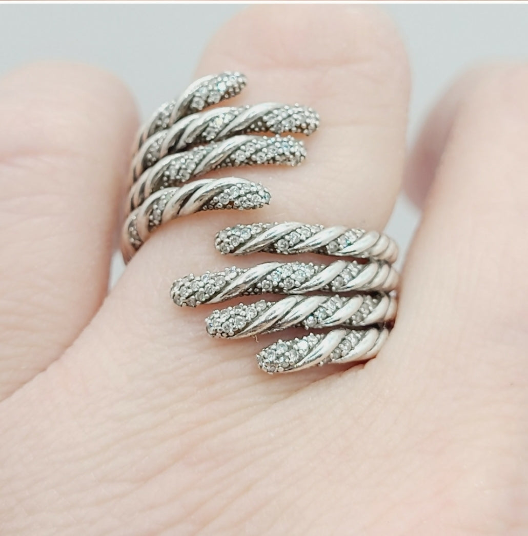 David Yurman Willow Open Four Row Ring With Diamonds