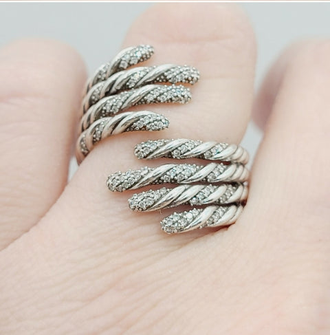  David Yurman Willow Open Four Row Ring – Diamonds