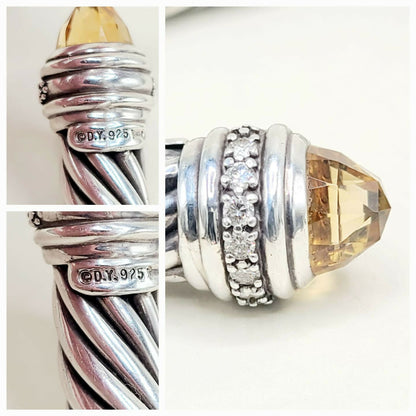 hallmark of David Yurman 10mm Cable Hinged Bracelet With Citrine and Diamonds