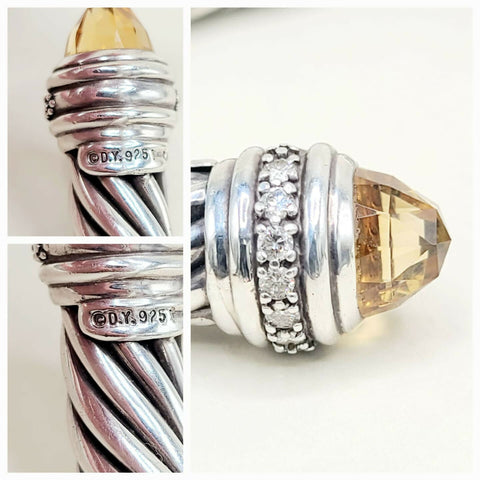 hallmark of David Yurman 10mm Cable Hinged Bracelet With Citrine and Diamonds