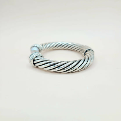    David Yurman 10mm Crossover Grey Pearl Diamonds Bracelet
