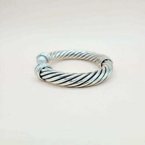  David Yurman 10mm Crossover Grey Pearl Diamonds Bracelet