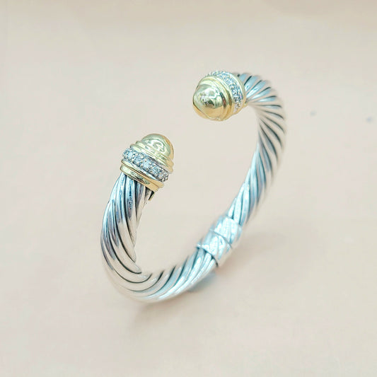 David Yurman 10mm Cable Gold Dome Diamond Bracelet | Certified  AYW Luxury #