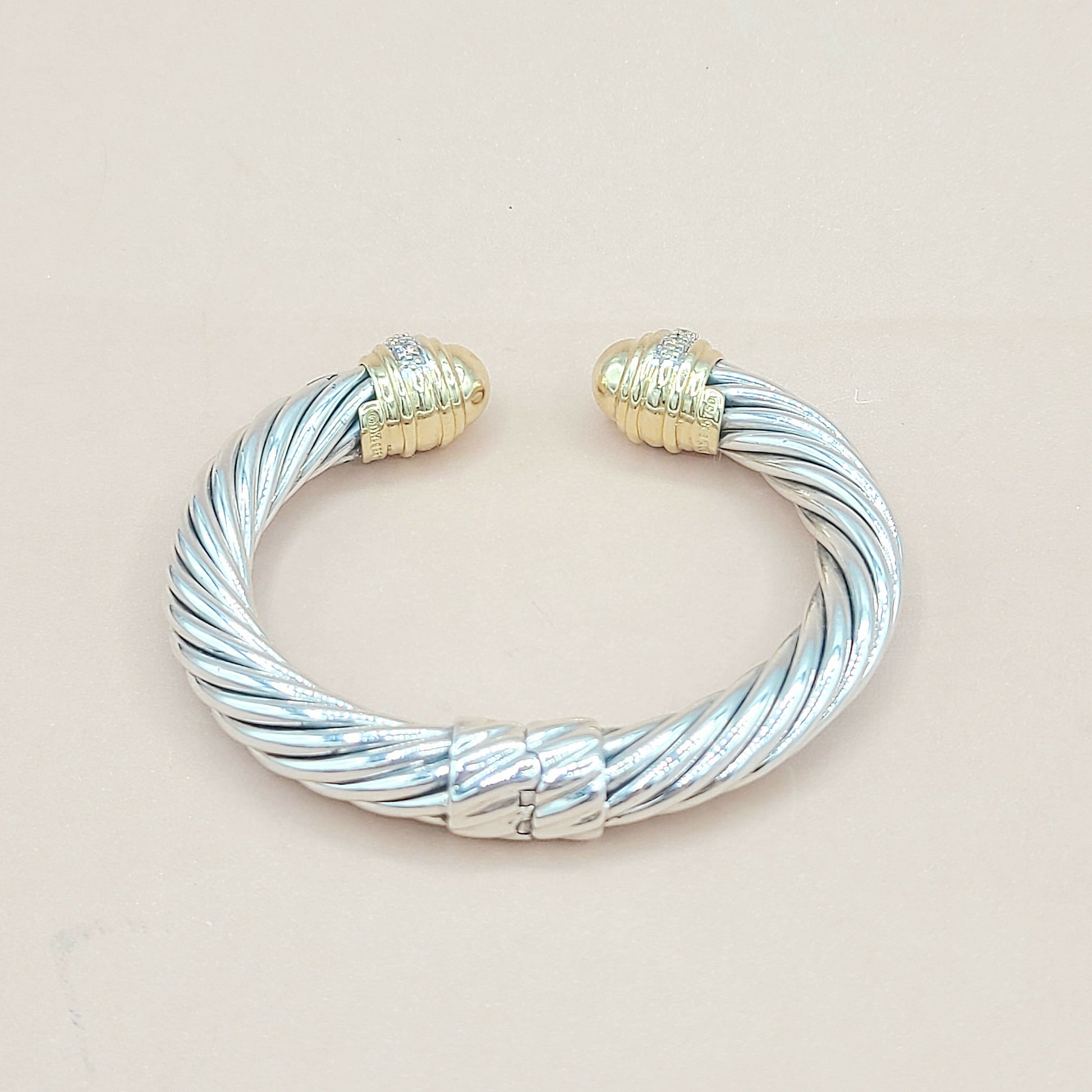 David Yurman 10mm Cable Gold Dome Diamond Bracelet | Certified  AYW Luxury #