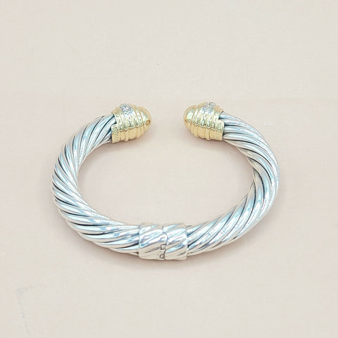  David Yurman 10mm Gold Dome Diamond Bracelet