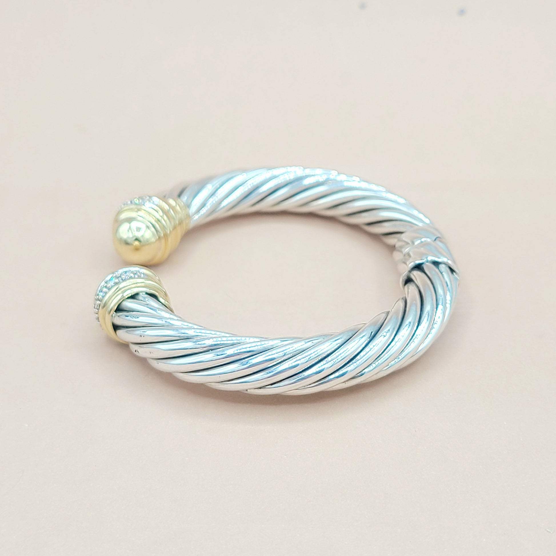 David Yurman 10mm Cable Gold Dome Diamond Bracelet | Certified  AYW Luxury #