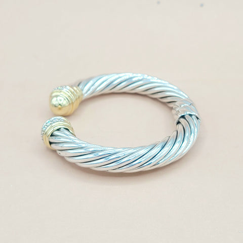  David Yurman 10mm Gold Dome Diamond Bracelet