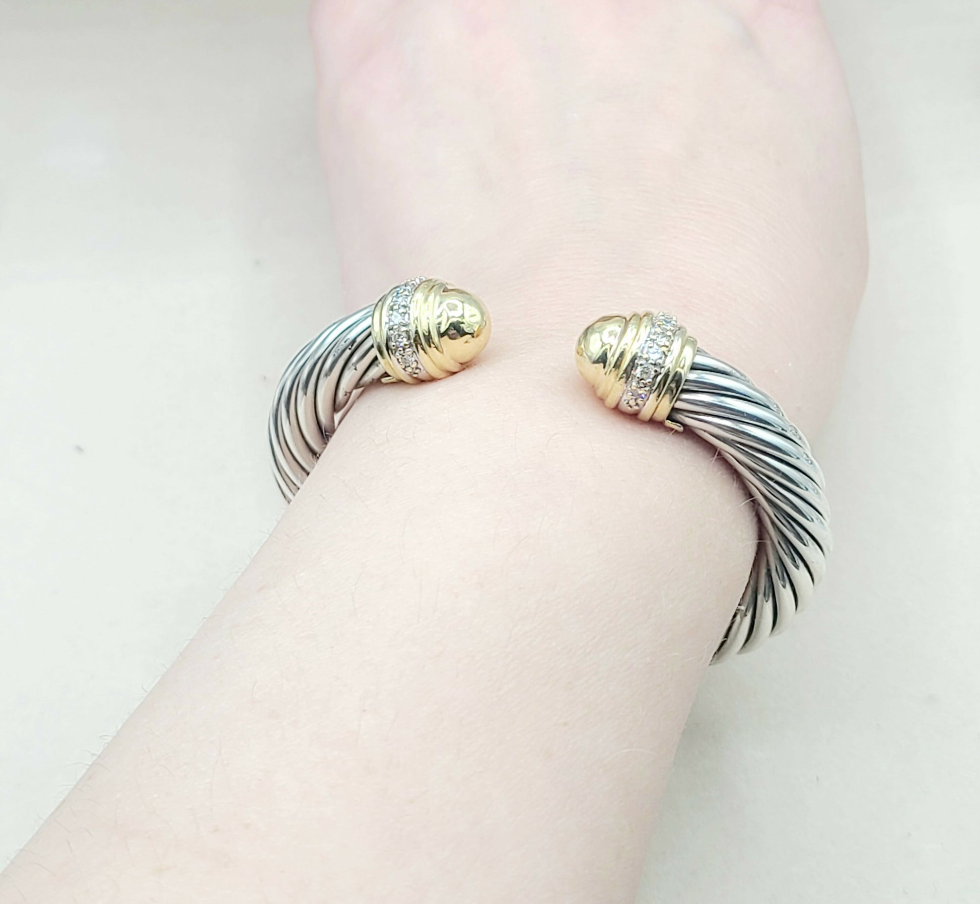 David Yurman 10mm Cable Gold Dome Diamond Bracelet | Certified  AYW Luxury #