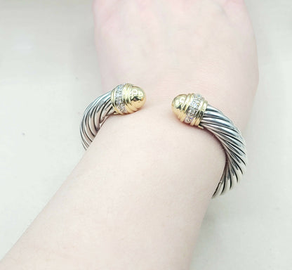 David Yurman 10mm Cable Gold Dome Diamond Bracelet | Certified  AYW Luxury #