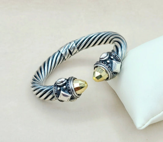 David Yurman 10mm Renaissance Bracelet With Gold Dome and Black Diamonds