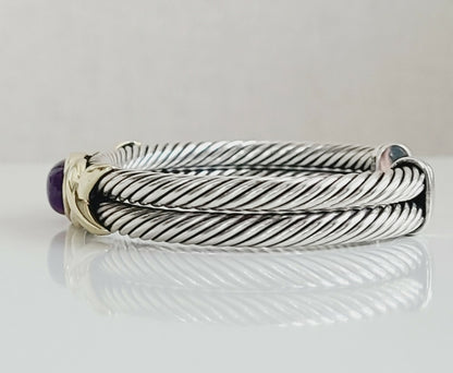 David Yurman 10mm Renaissance Double Gold X Amethyst Bracelet 