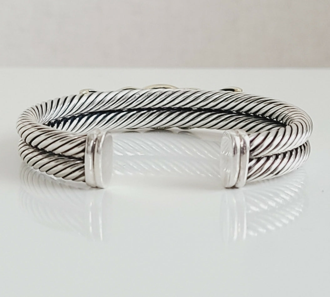 David Yurman 10mm Renaissance Double Gold X Amethyst Bracelet 