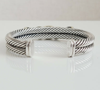 David Yurman 10mm Renaissance Double Gold X Amethyst Bracelet 