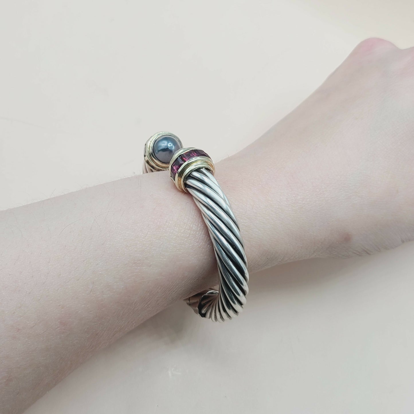 David Yurman 10mm Renaissance Hematite Rhodolite Garnet with Gold