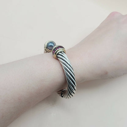 David Yurman 10mm Renaissance Hematite Rhodolite Garnet with Gold