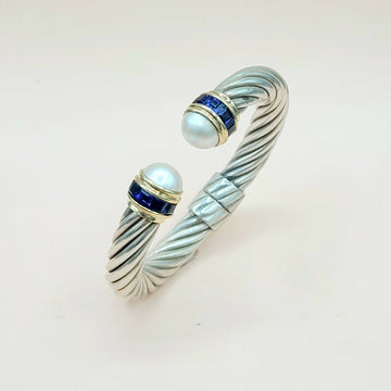 David Yurman 10mm Renaissance Pearl, Iolite & 14K Gold Bracelet