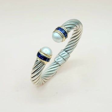 David Yurman 10mm Renaissance Pearl, Iolite & 14K Gold Bracelet