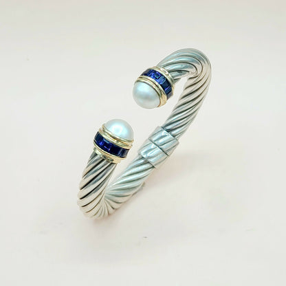 David Yurman 10mm Renaissance Pearl, Iolite & 14K Gold Bracelet