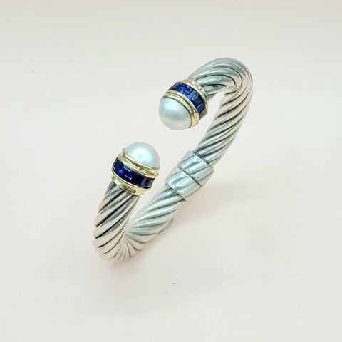 David Yurman 10mm Renaissance Pearl, Iolite & 14K Gold Bracelet