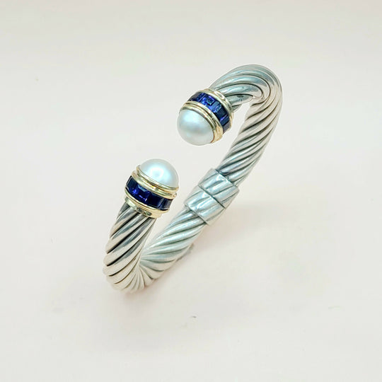 David Yurman 10mm Renaissance Pearl, Iolite & 14K Gold Bracelet