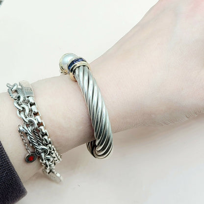 displau David Yurman 10mm Renaissance Pearl, Iolite & 14K Gold Bracelet