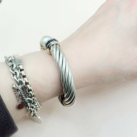 displau David Yurman 10mm Renaissance Pearl, Iolite & 14K Gold Bracelet