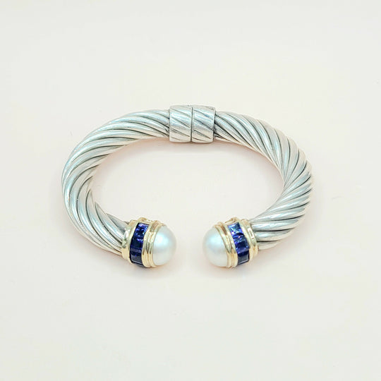 David Yurman 10mm Renaissance Pearl, Iolite & 14K Gold Bracelet