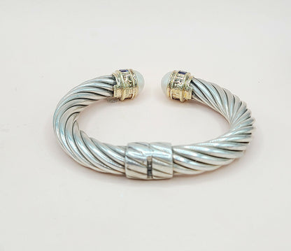 side view David Yurman 10mm Renaissance Pearl, Iolite & 14K Gold Bracelet