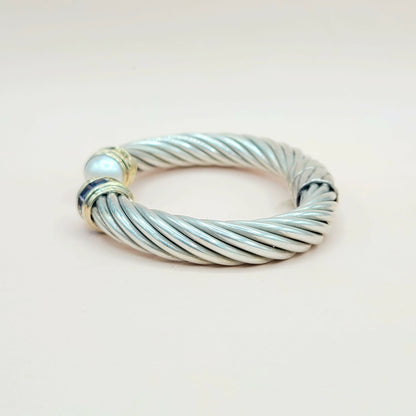 side view David Yurman 10mm Renaissance Pearl, Iolite & 14K Gold Bracelet