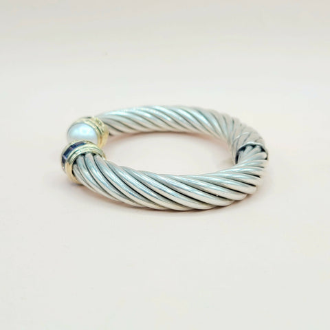 side view David Yurman 10mm Renaissance Pearl, Iolite & 14K Gold Bracelet
