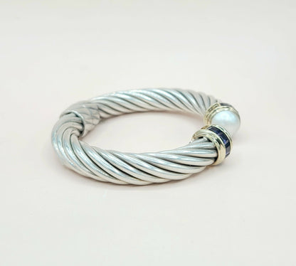side view David Yurman 10mm Renaissance Pearl, Iolite & 14K Gold Bracelet
